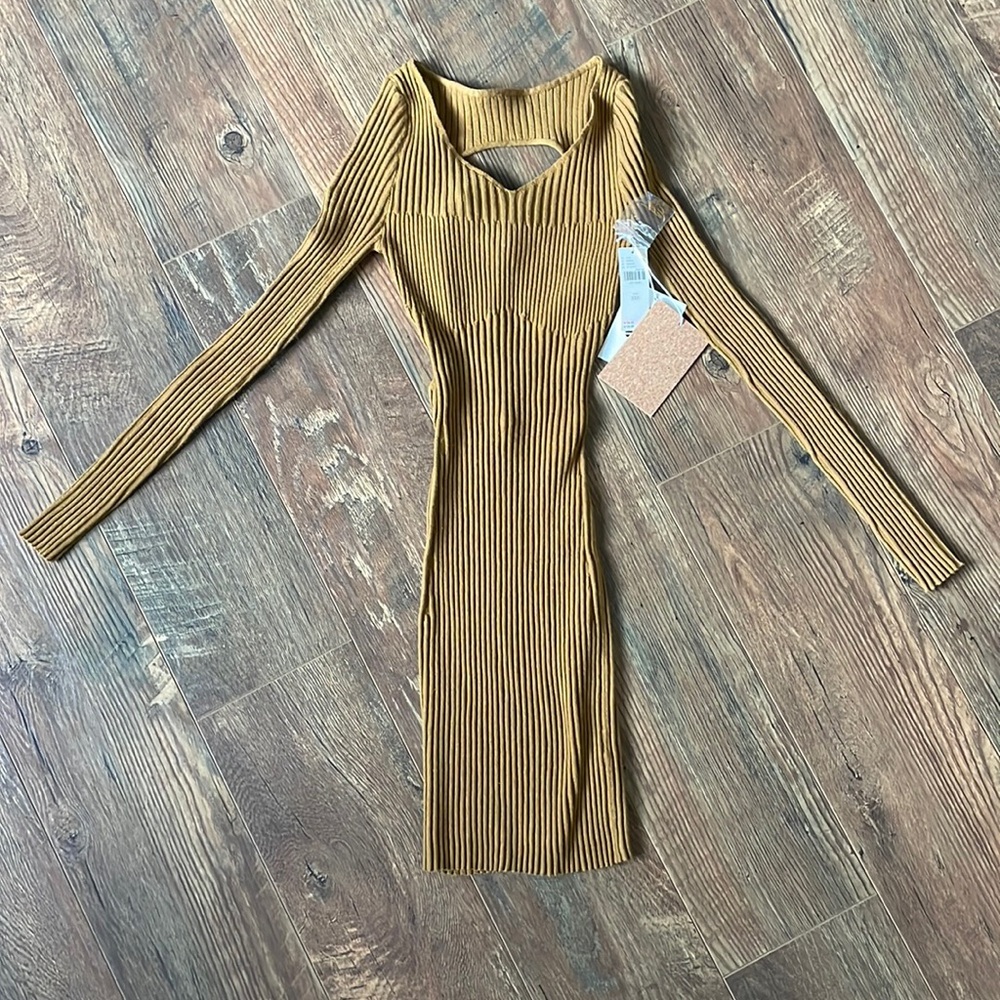 Ribbed Mustard Dress